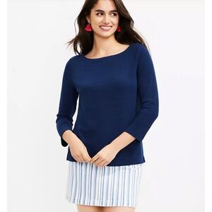 LOFT NWOT Navy Blue Harbor 3/4 Sleeve Top XXL‎
